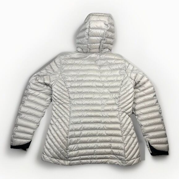 Duluth Trading Co Womens Down Jacket Sz M Pertex Quantum Hooded Puffer Lt Gray - Picture 3 of 9